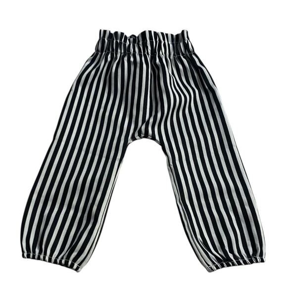 Chic Striped Paperbag Waist Bow Pants Black White Kids Size 6 - Picture 6 of 6